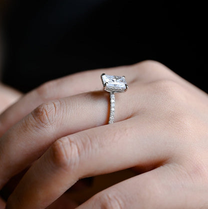 2.0 CT Emerald Pave Moissanite Engagement Ring