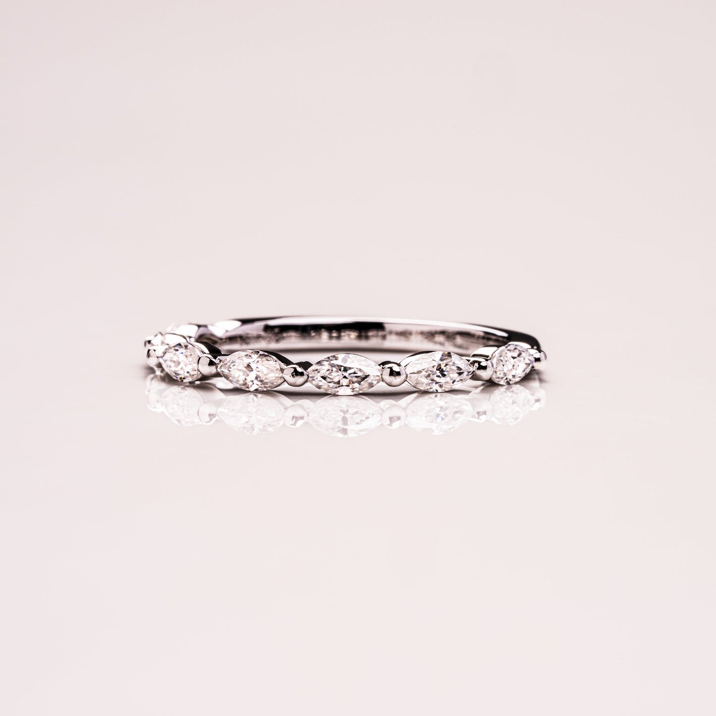 0.7 TCW Marquise Half Eternity Moissanite Wedding Band