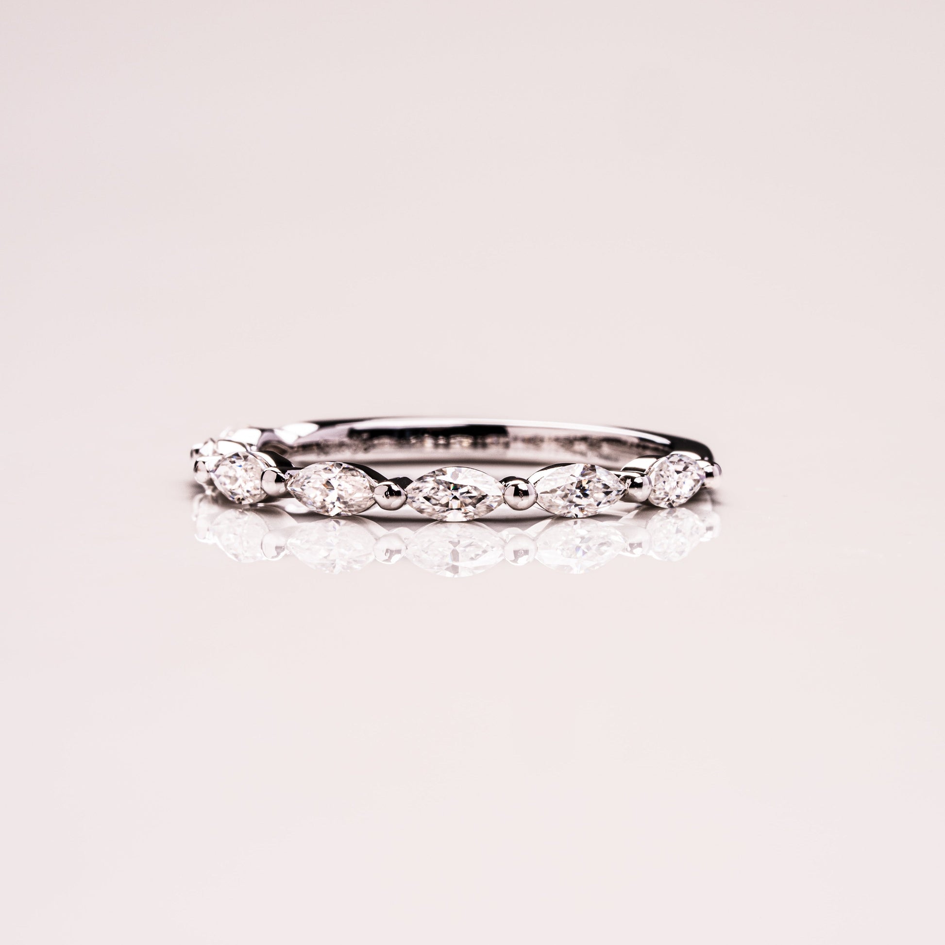 0.7 TCW Marquise Half Eternity Moissanite Wedding Band