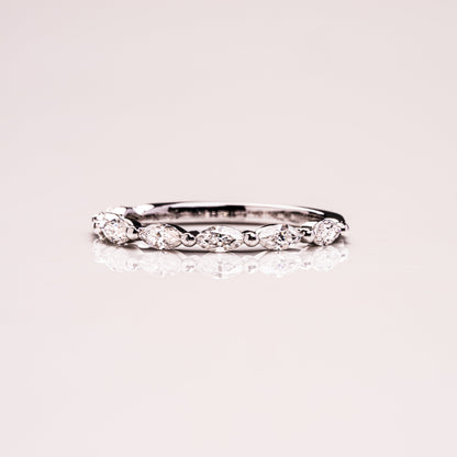 0.7 TCW Marquise Half Eternity Moissanite Wedding Band