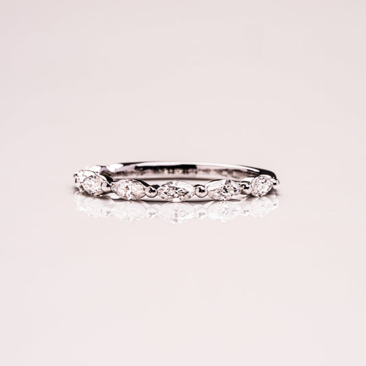0.7 TCW Marquise Half Eternity Moissanite Wedding Band