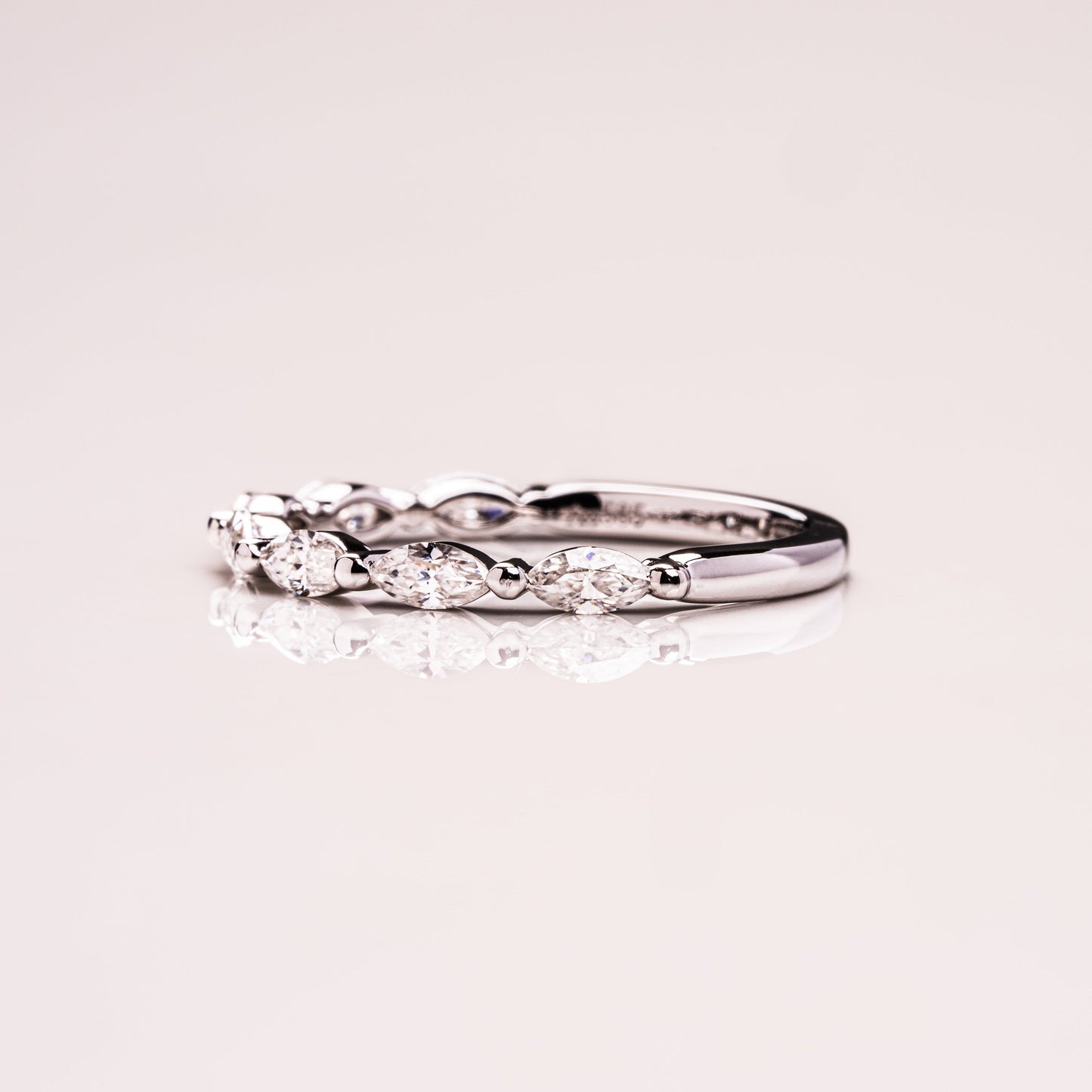 0.7 TCW Marquise Half Eternity Moissanite Wedding Band