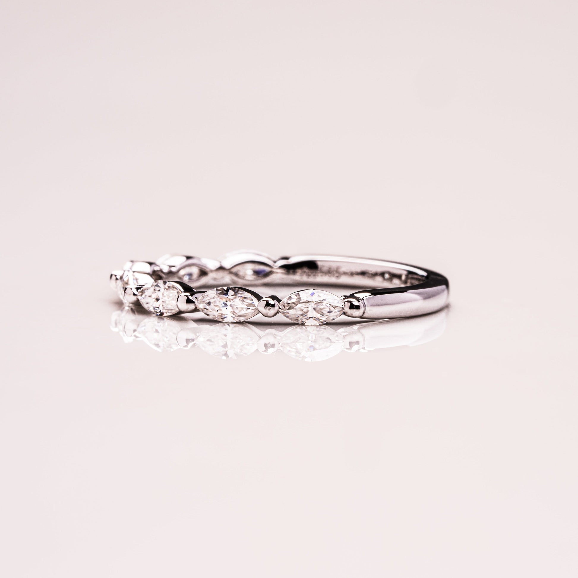 0.7 TCW Marquise Half Eternity Moissanite Wedding Band