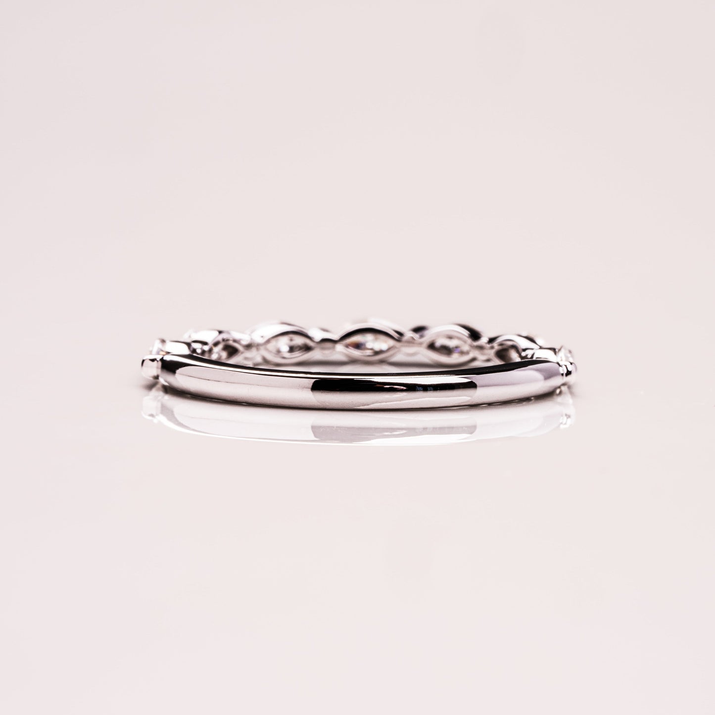 0.7 TCW Marquise Half Eternity Moissanite Wedding Band