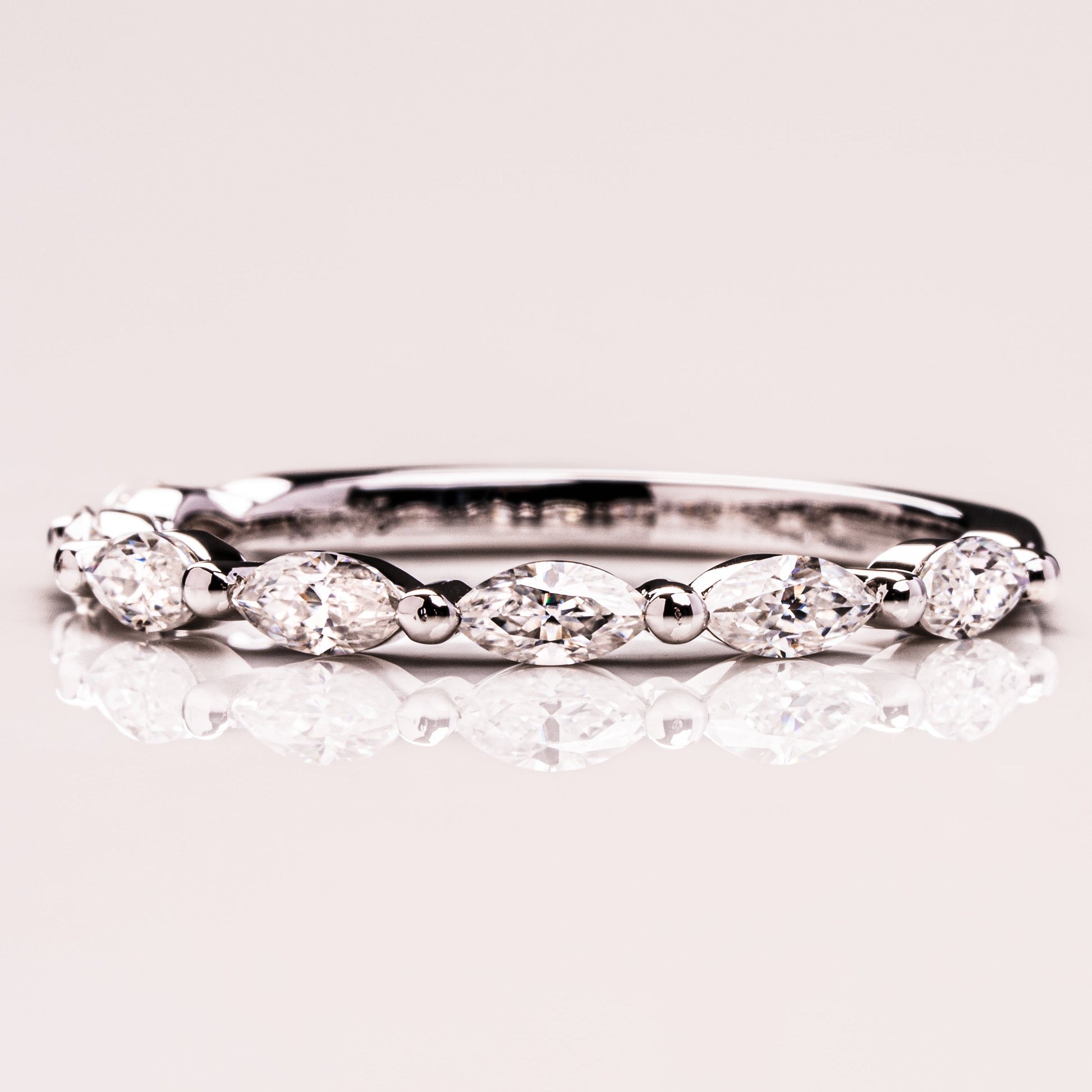 0.7 TCW Marquise Half Eternity Moissanite Wedding Band
