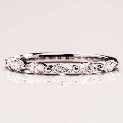 0.7 TCW Marquise Half Eternity Moissanite Wedding Band