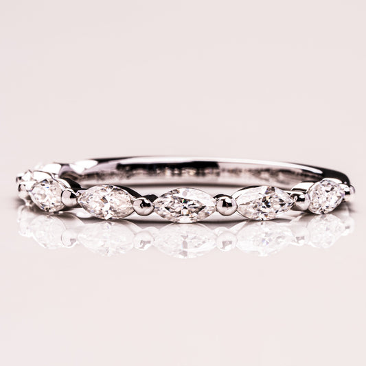 0.7 TCW Marquise Half Eternity Moissanite Wedding Band
