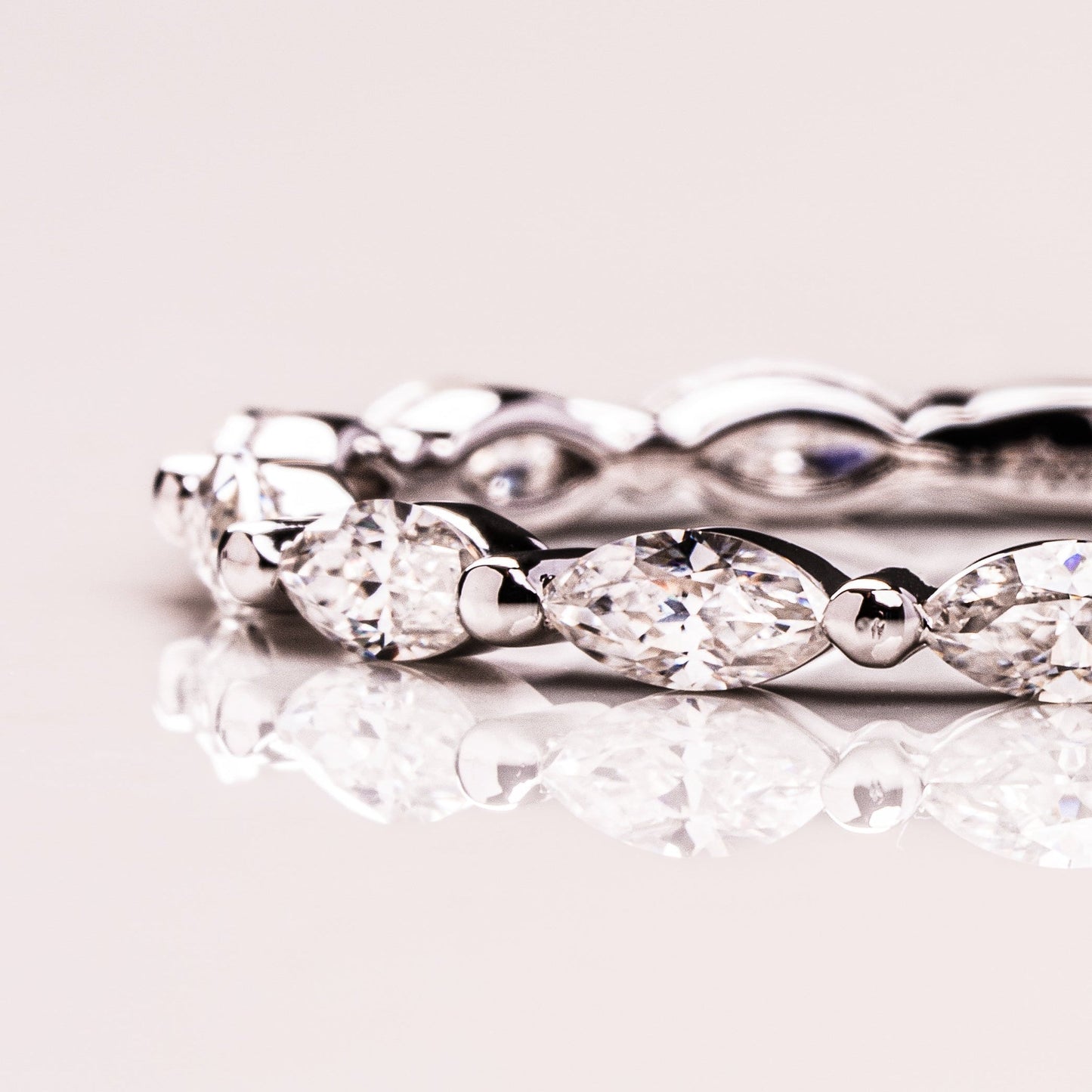 0.7 TCW Marquise Half Eternity Moissanite Wedding Band