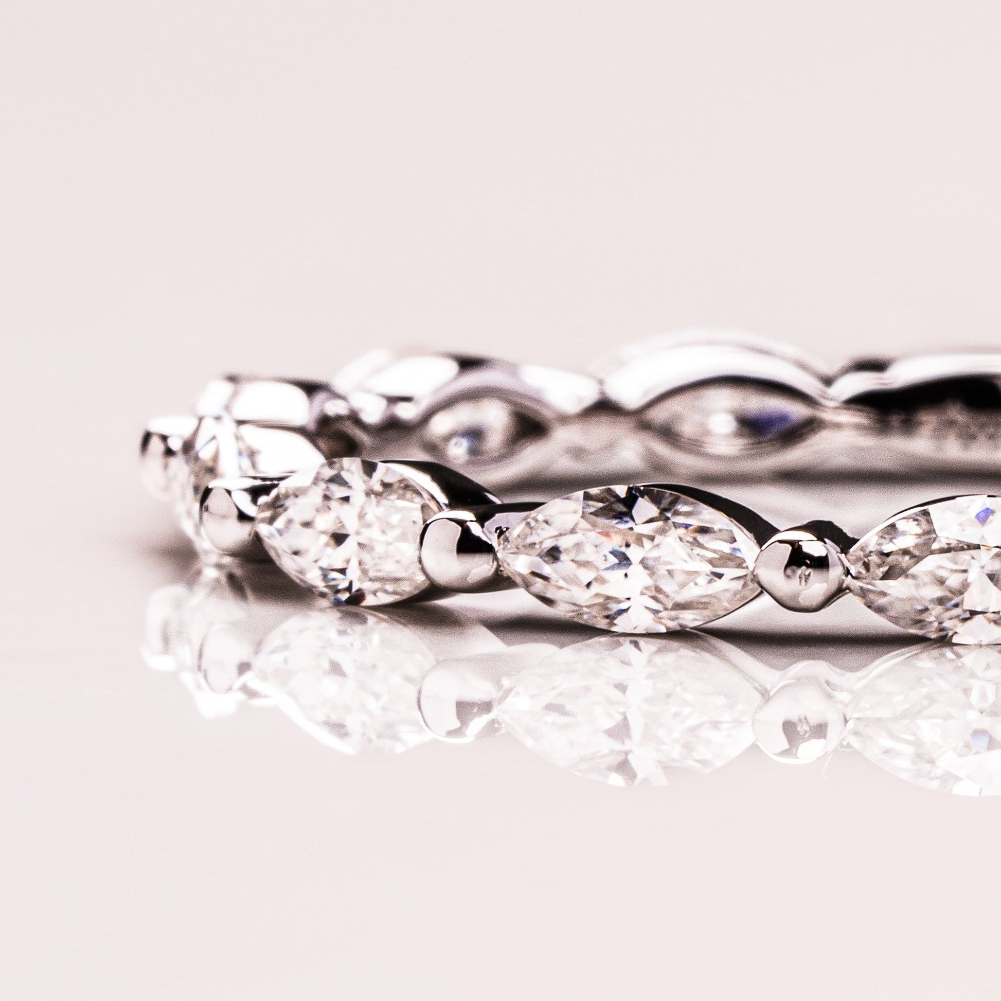 0.7 TCW Marquise Half Eternity Moissanite Wedding Band