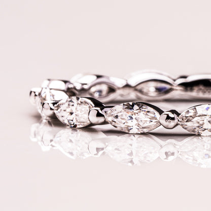 0.7 TCW Marquise Half Eternity Moissanite Wedding Band