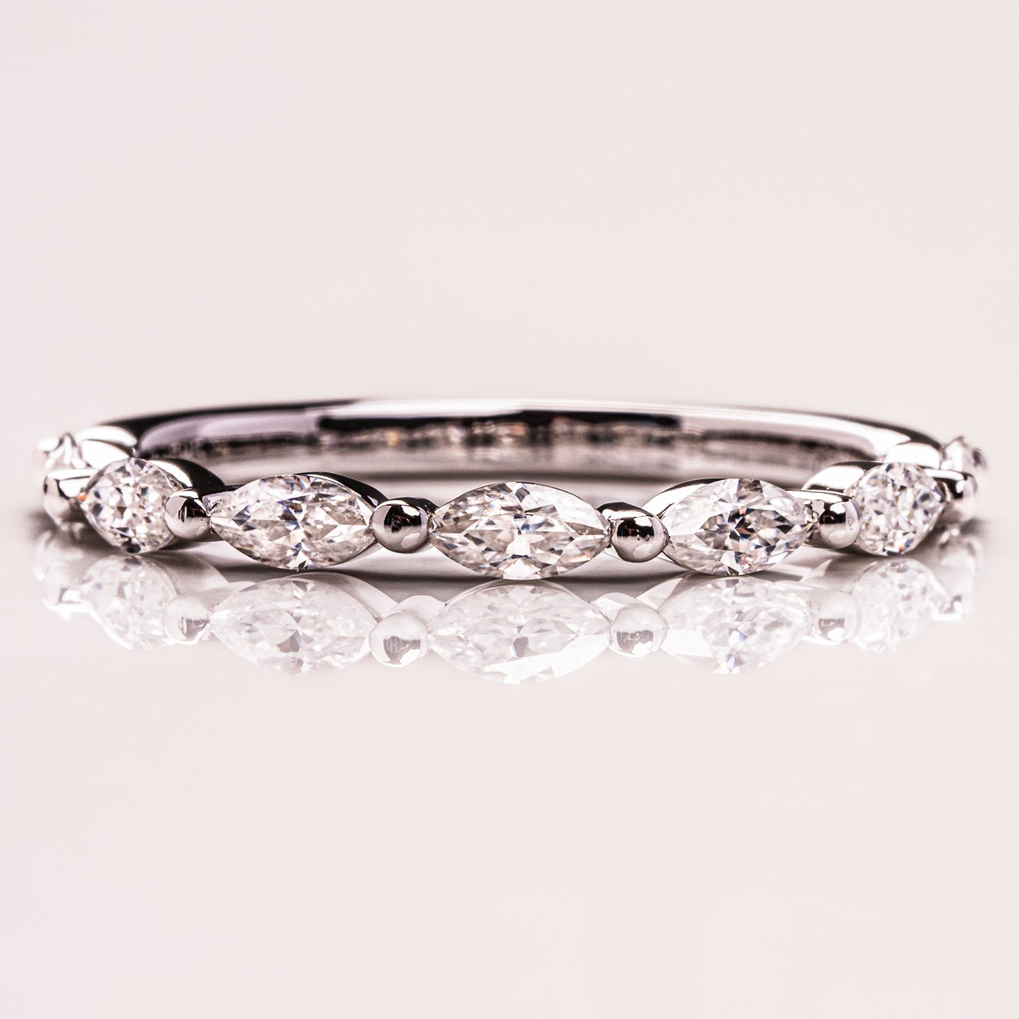 0.7 TCW Marquise Half Eternity Moissanite Wedding Band