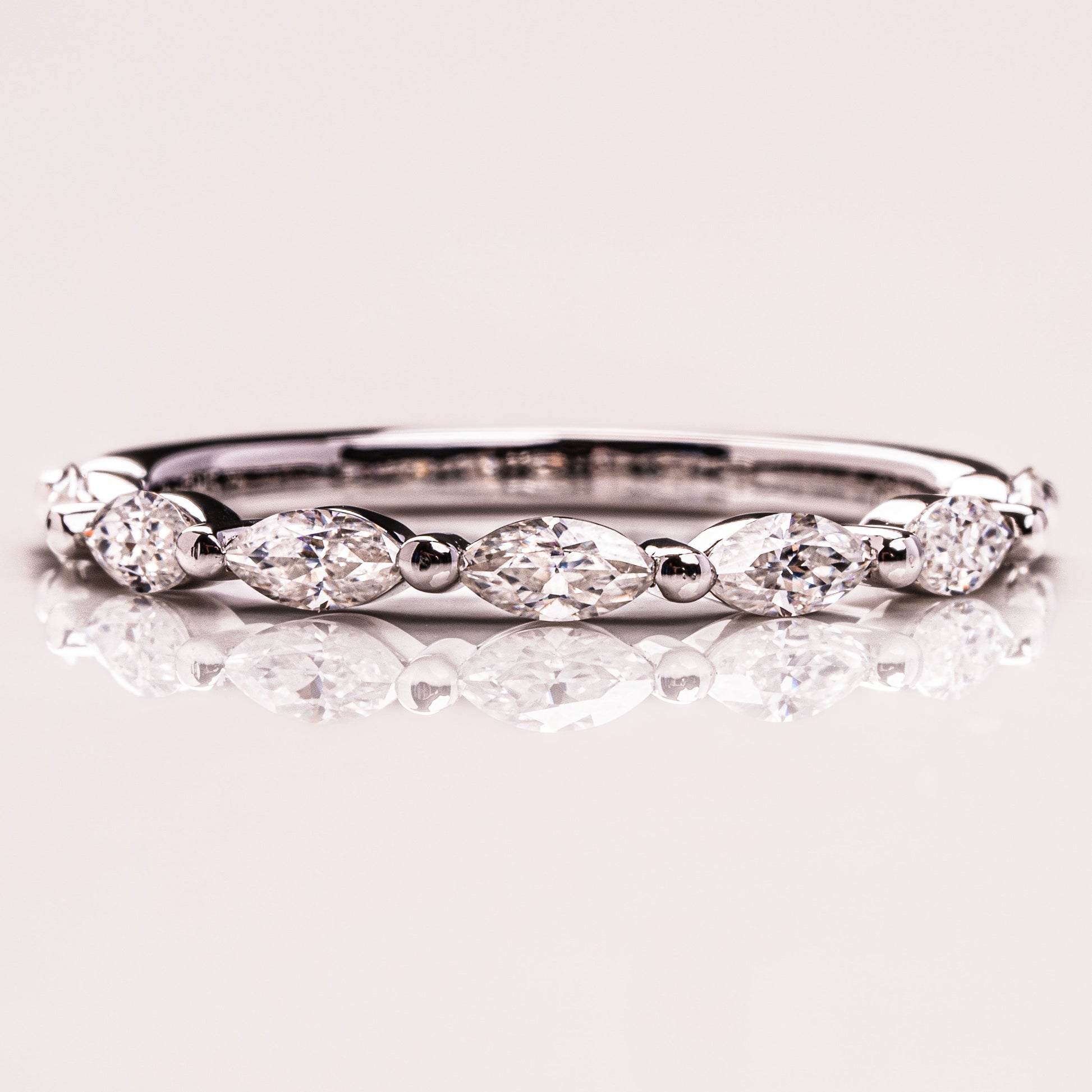 0.7 TCW Marquise Half Eternity Moissanite Wedding Band