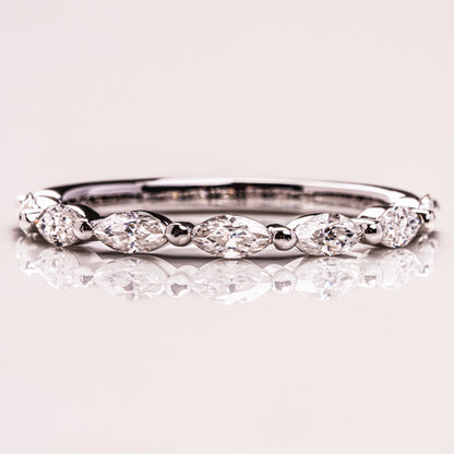 0.7 TCW Marquise Half Eternity Moissanite Wedding Band
