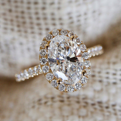 2.40 CT Oval Halo & Pave Moissanite Engagement Ring