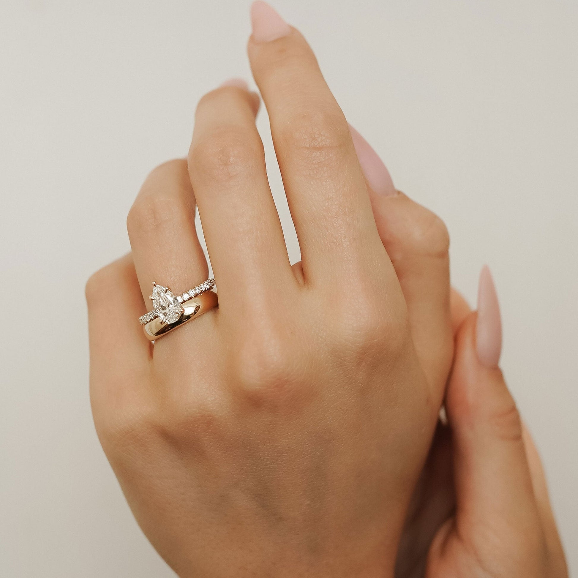 1.25 CT Pear Pave Moissanite Engagement Ring