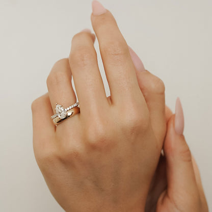 1.25 CT Pear Pave Moissanite Engagement Ring