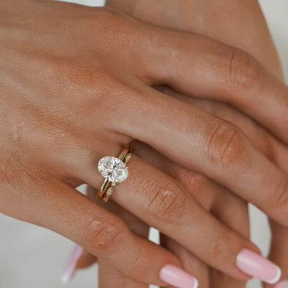 2.30 CT Oval Hidden Halo Moissanite Engagement Ring