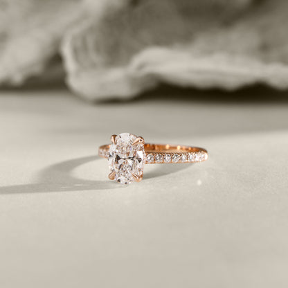 2.50 CT Oval Pave Moissanite Engagement Ring