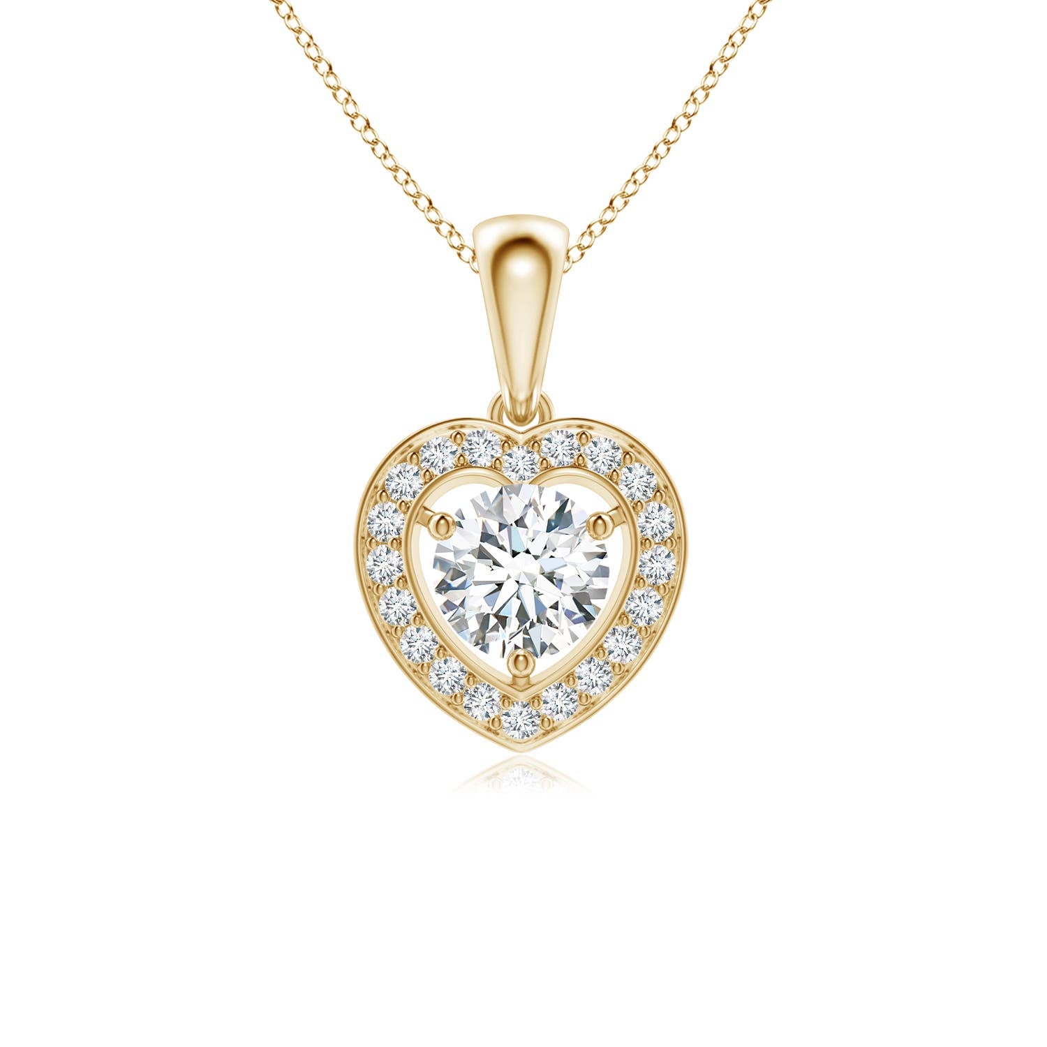 1.0 CT Round Cut Heart Shaped Halo Style Moissanite Diamond Necklace