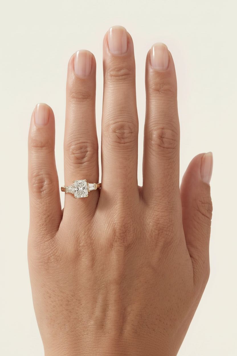 0.5 CT Elongated Cushion Five Stone Moissanite Engagement Ring