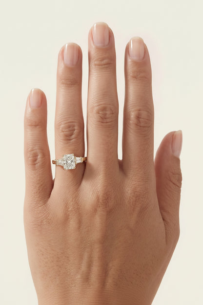 0.5 CT Elongated Cushion Five Stone Moissanite Engagement Ring