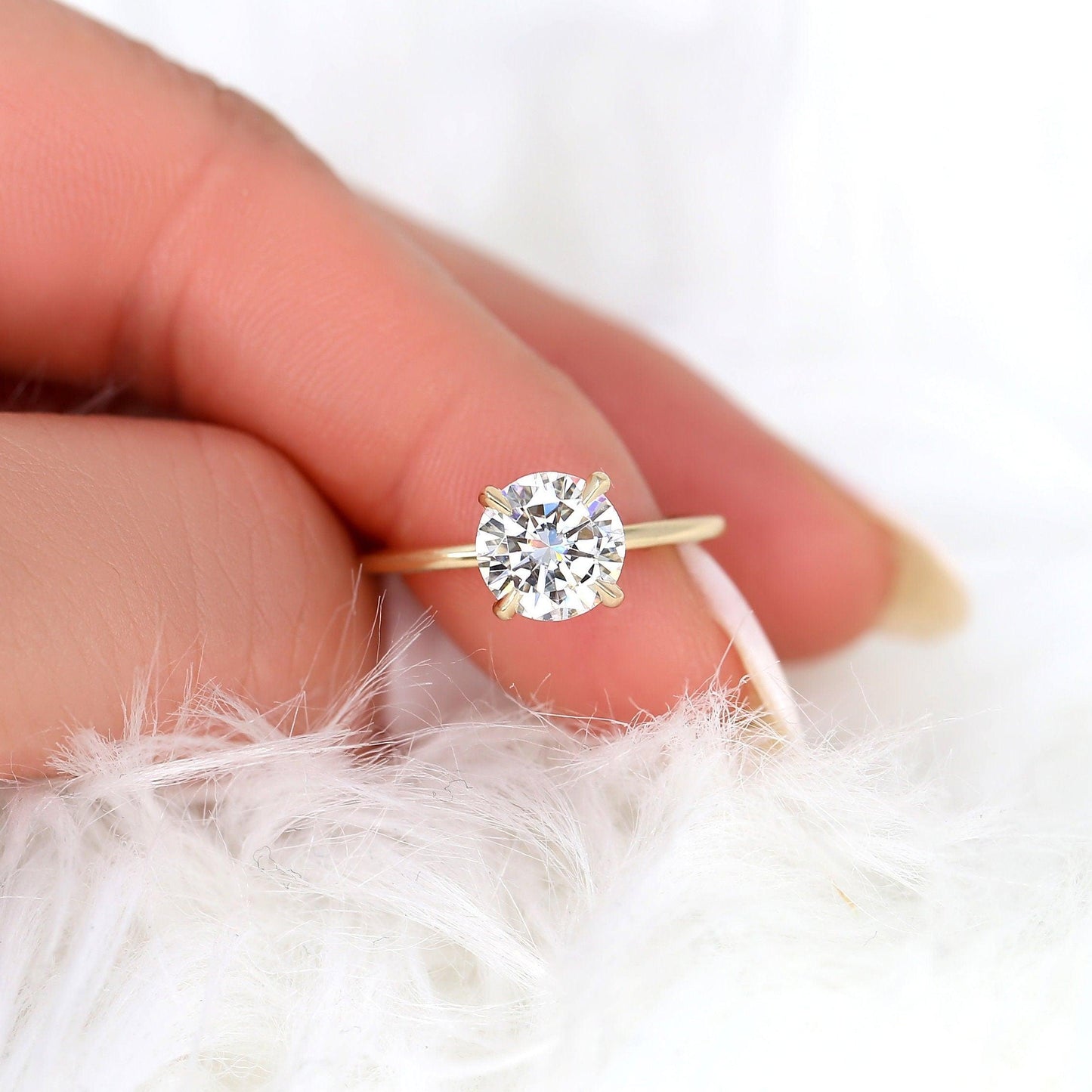 2 CT Round Hidden Halo Moissanite Engagement Ring