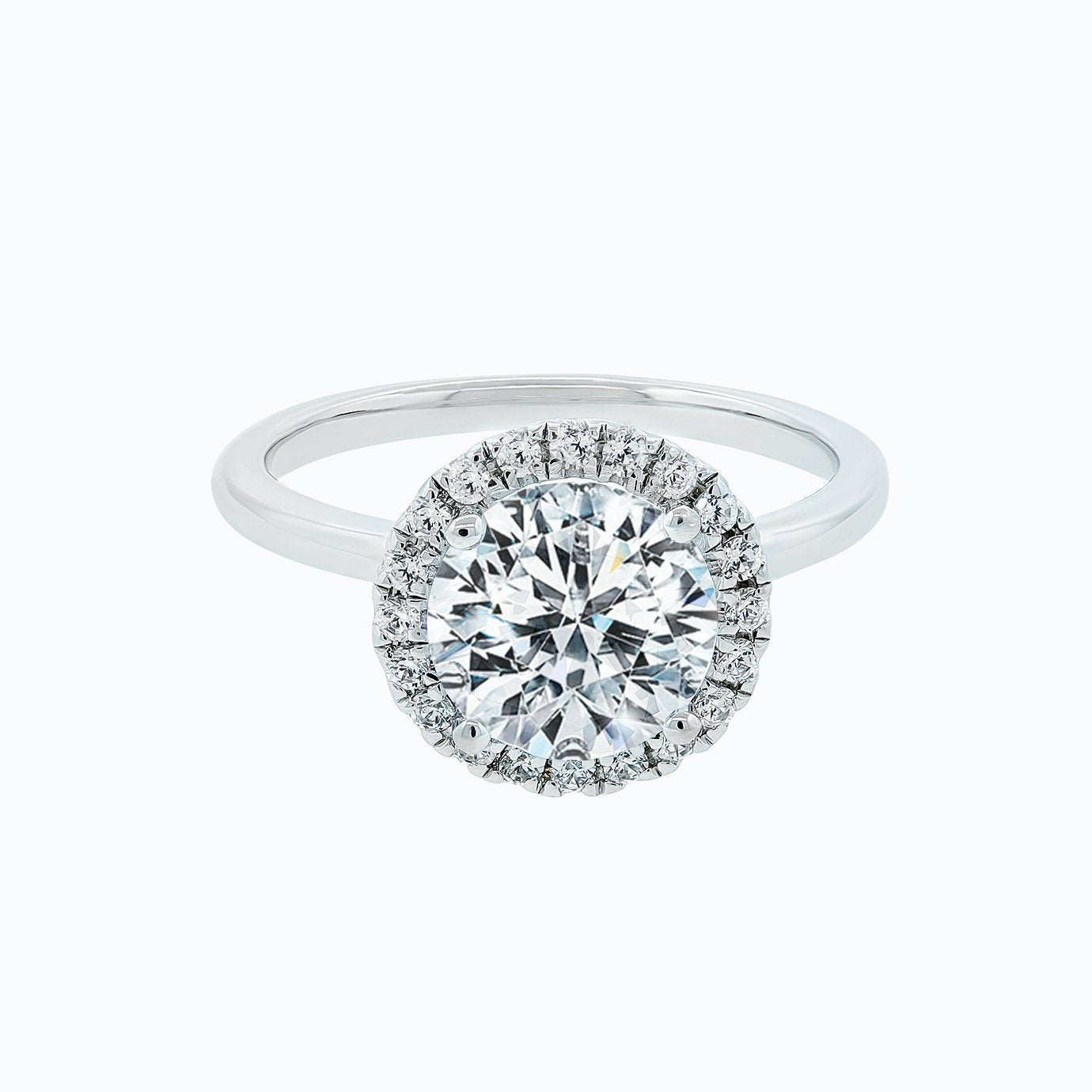 2 CT Round Halo Moissanite Engagement Ring