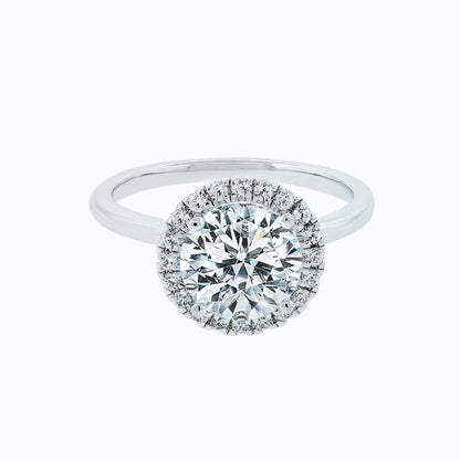 2 CT Round Halo Moissanite Engagement Ring