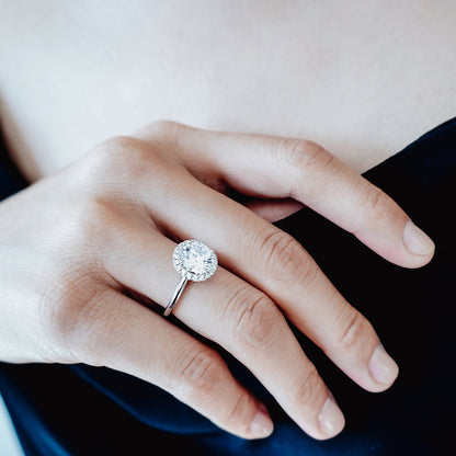 2 CT Round Halo Moissanite Engagement Ring