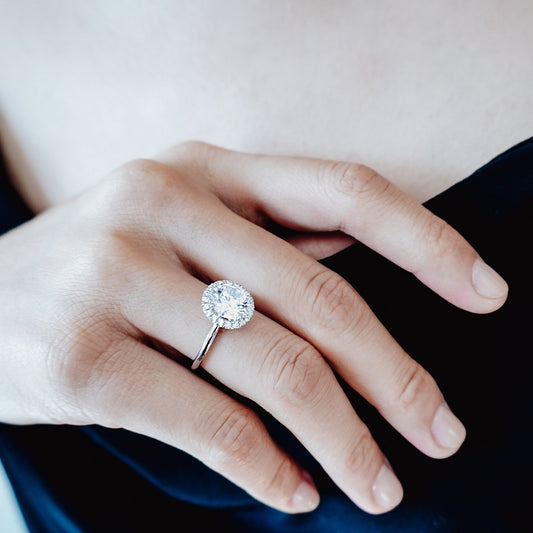 2 CT Round Halo Moissanite Engagement Ring