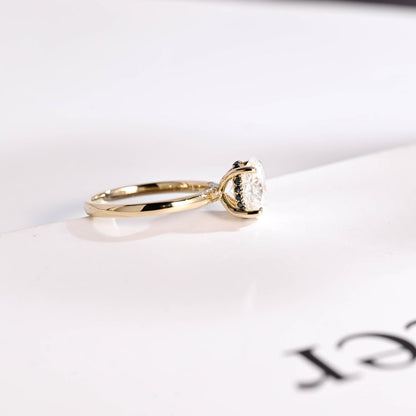 2.0 CT Oval Hidden Halo Moissanite Engagement Ring