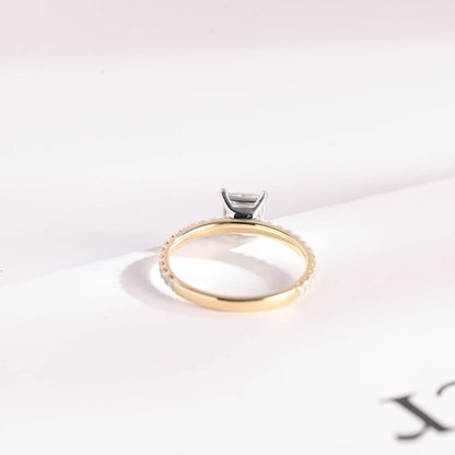 1.5 CT Princess Pave Moissanite Engagement Ring
