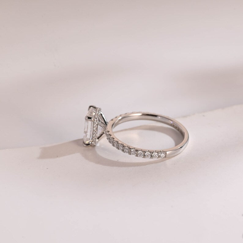 2.0 CT Emerald Pave Moissanite Engagement Ring