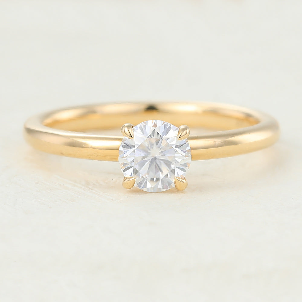 0.41 CT Round Shaped Moissanite Engagement Ring In Solitaire Design