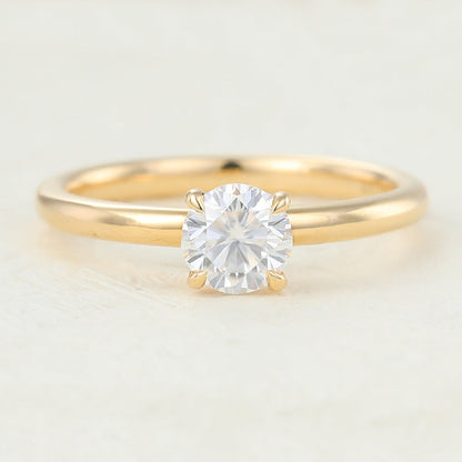 0.41 CT Round Shaped Moissanite Engagement Ring In Solitaire Design