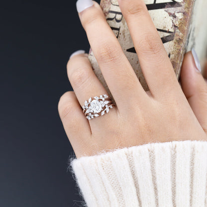 1.33 CT Oval Cluster Moissanite Bridal Set