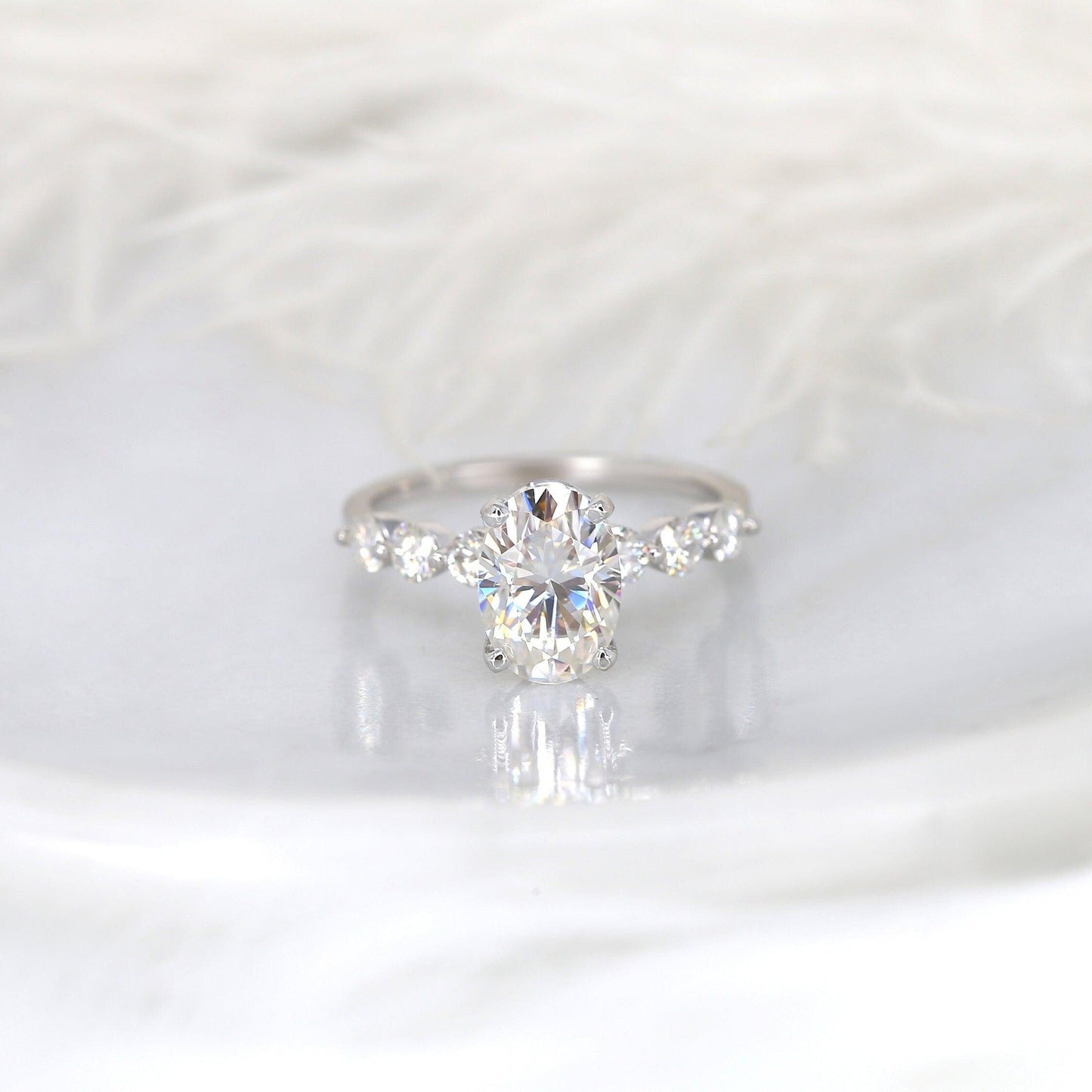 2.5 CT Oval Pave Moissanite Engagement Ring