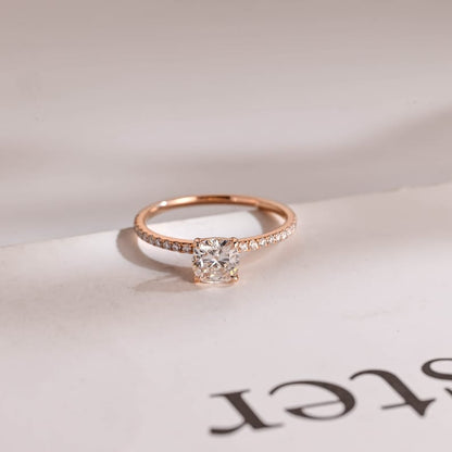 2.0 CT Cushion Pave Moissanite Engagement Ring