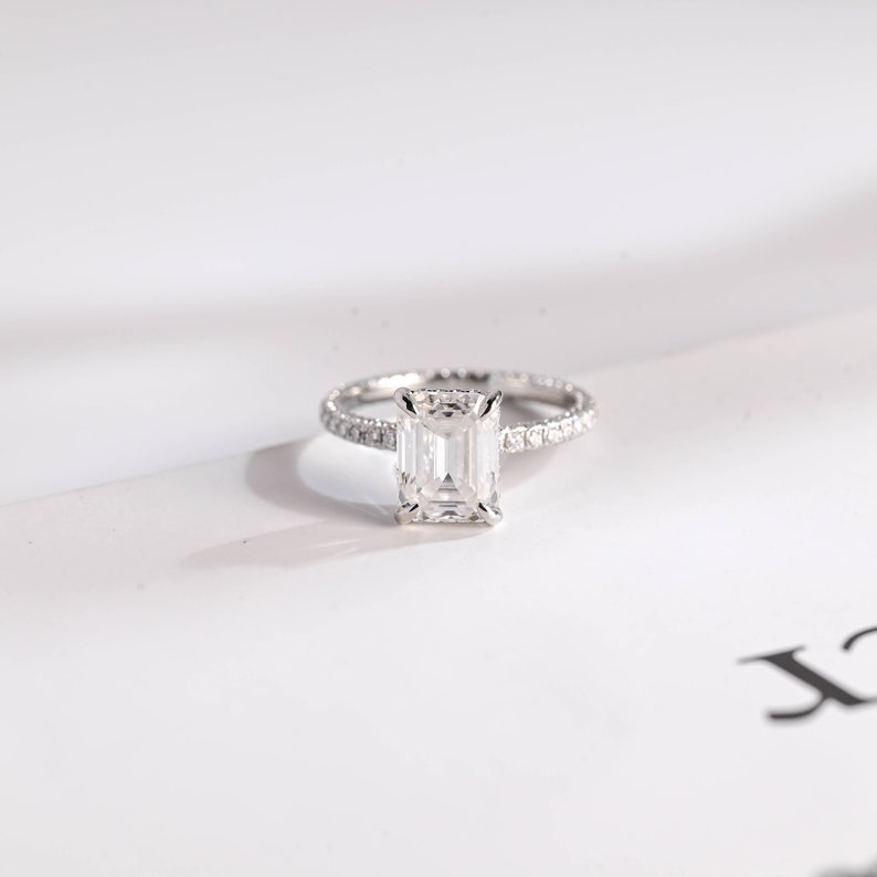 2.0 CT Emerald Pave Moissanite Engagement Ring