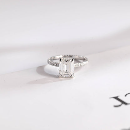 2.0 CT Emerald Pave Moissanite Engagement Ring