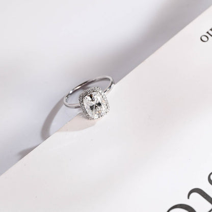 2.0 CT Elongated Cushion Halo Moissanite Engagement Ring