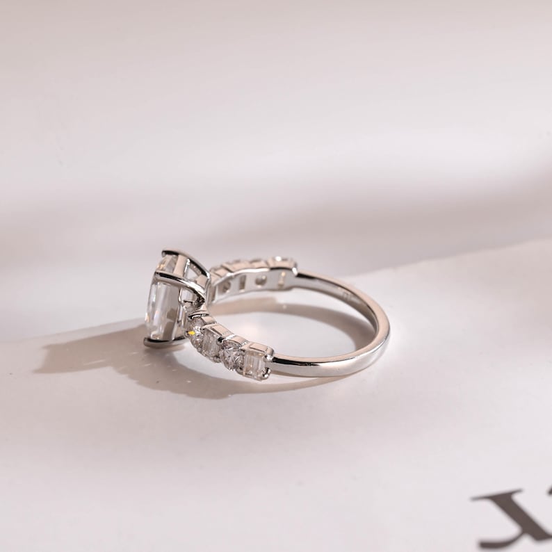 2.0 CT Emerald Pave Moissanite Engagement Ring