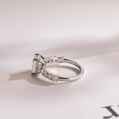2.0 CT Emerald Pave Moissanite Engagement Ring