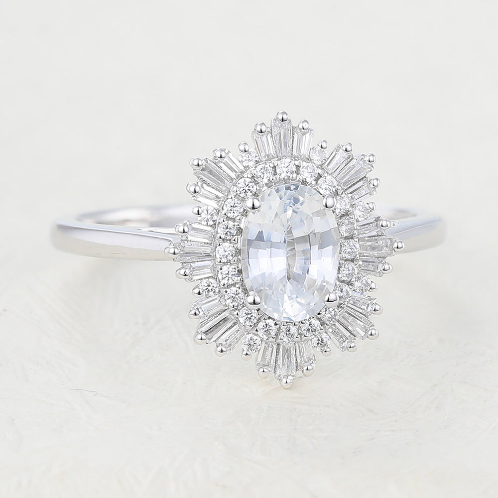 0.84 CT Round Shaped Moissanite Engagement Ring In Halo Design