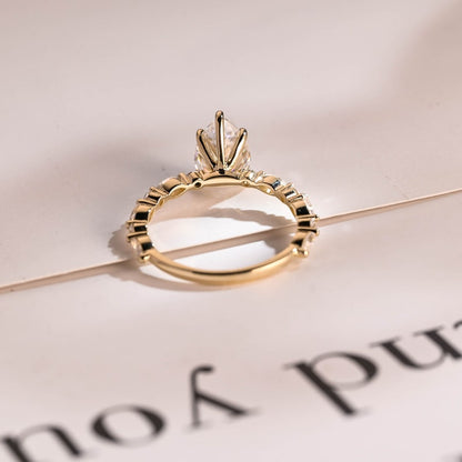 2.0 CT Pear Pave Moissanite Engagement Ring