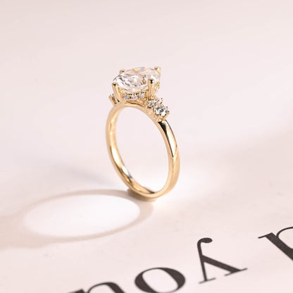 2.0 CT Oval Cluster Moissanite Engagement Ring