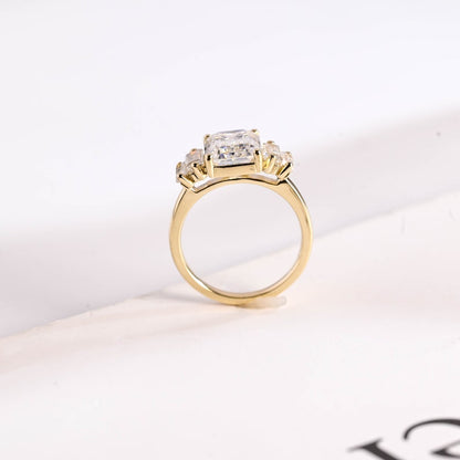 2.0 CT Emerald Cluster Moissanite Engagement Ring