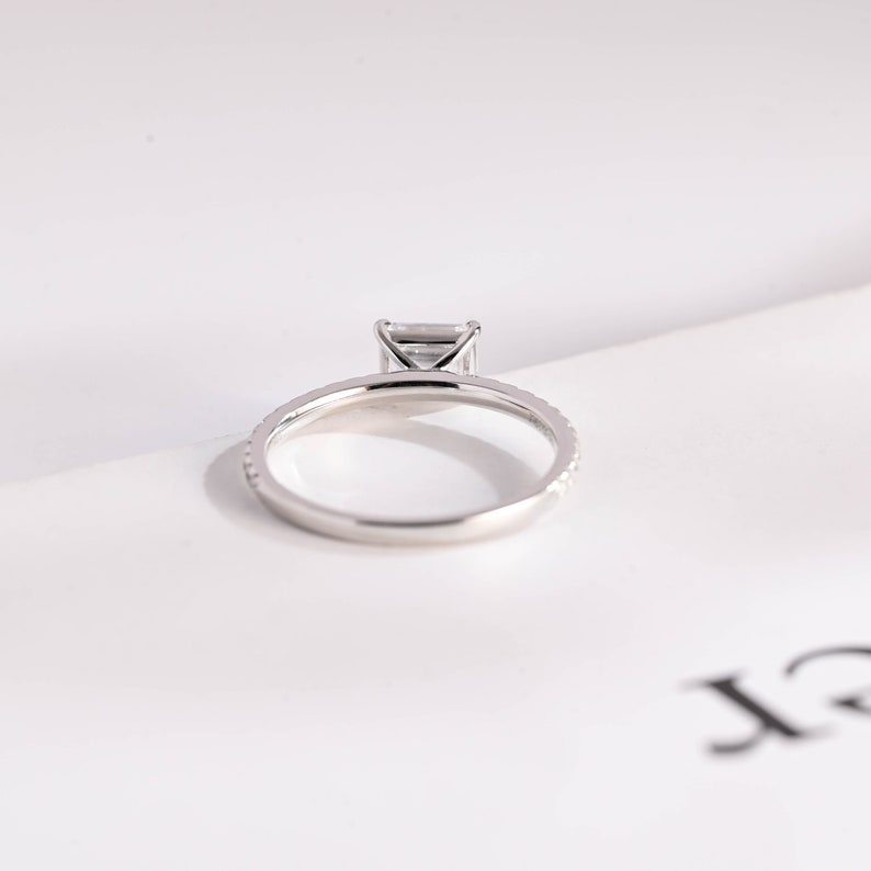 1.5 CT East West Emerald Pave Moissanite Engagement Ring
