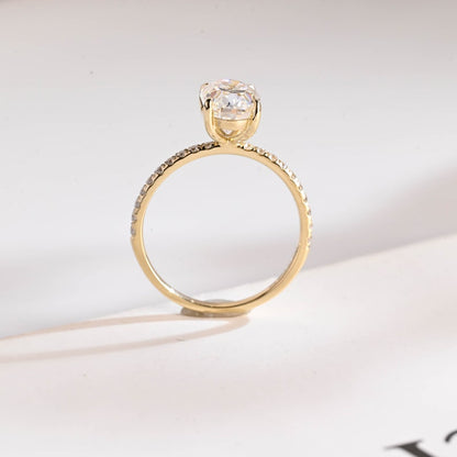 2.0 CT Oval Pave Moissanite Engagement Ring