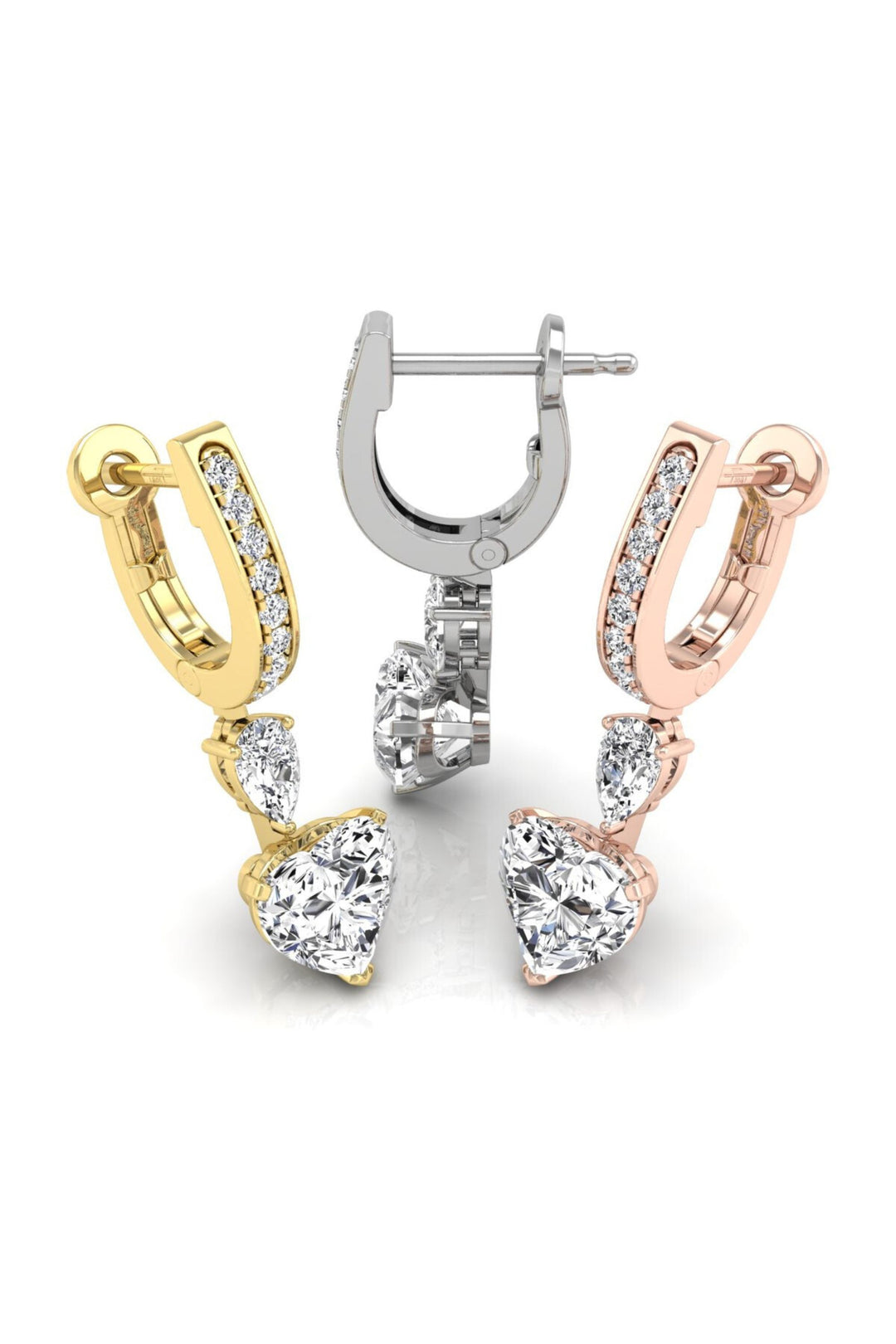 3.62 TCW Heart Cut Multi Stone Hoop Moissanite Earrings
